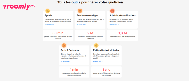 Vroomly Pro - Gestion de rendez-vous et suivi client